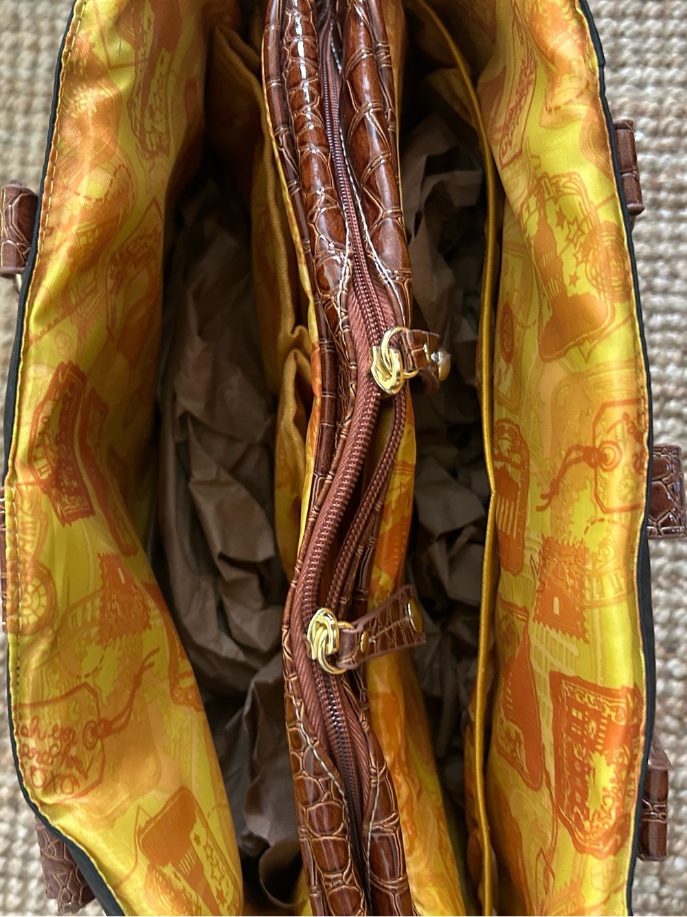 Black and Brown Croc-Trim Satchel - Picture 5 of 5